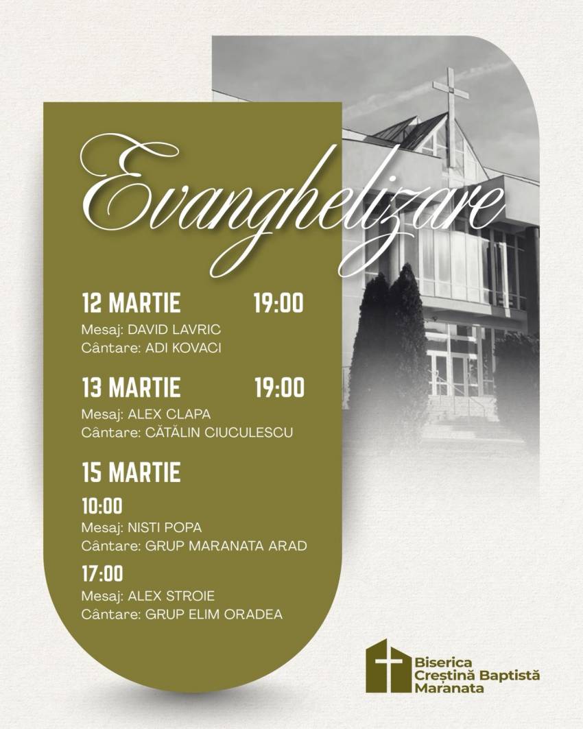 Seri de evanghelizare la Biserica Maranata Arad