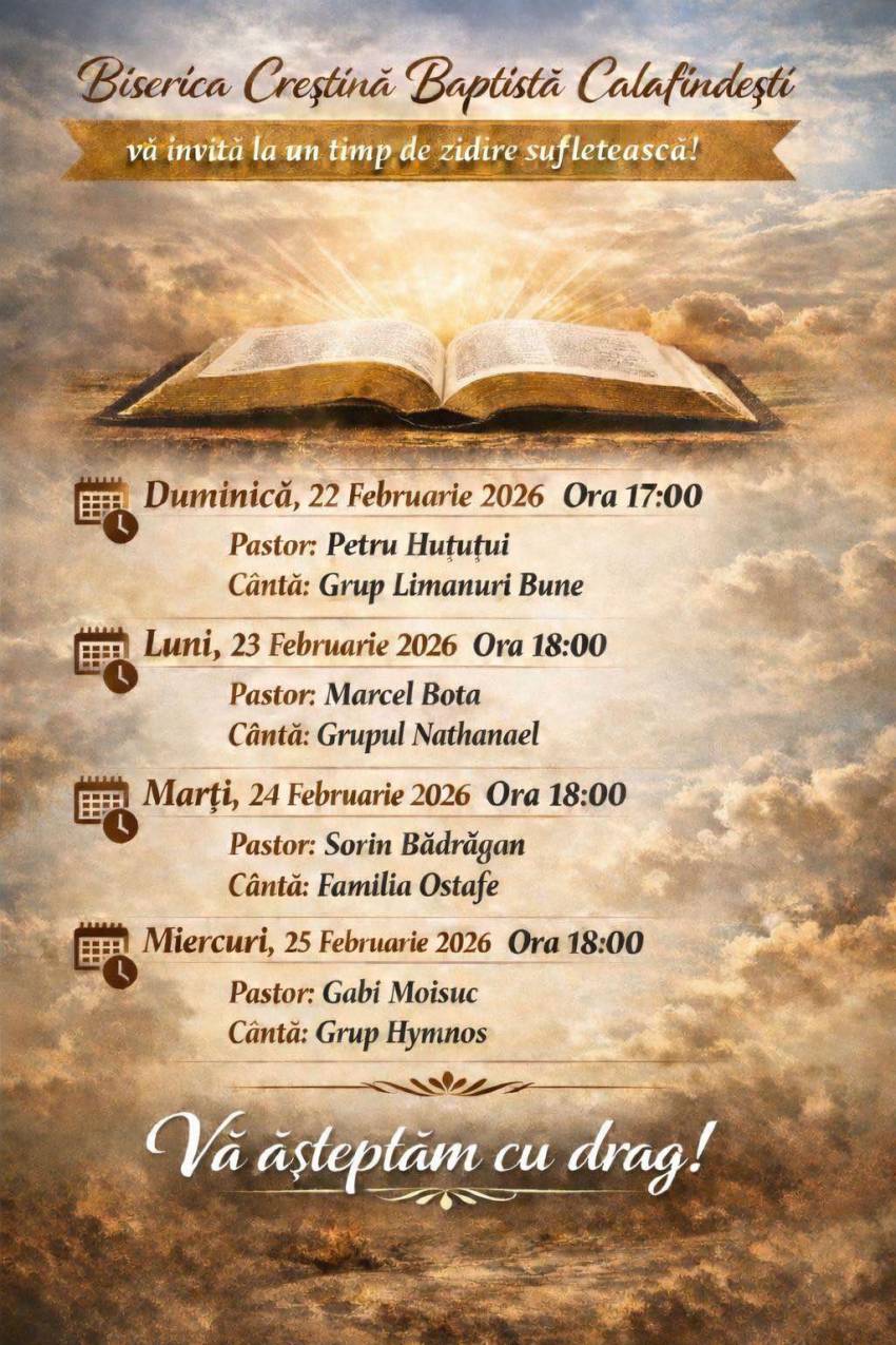 Seri de evanghelizare la Biserica Baptistă Calafindești
