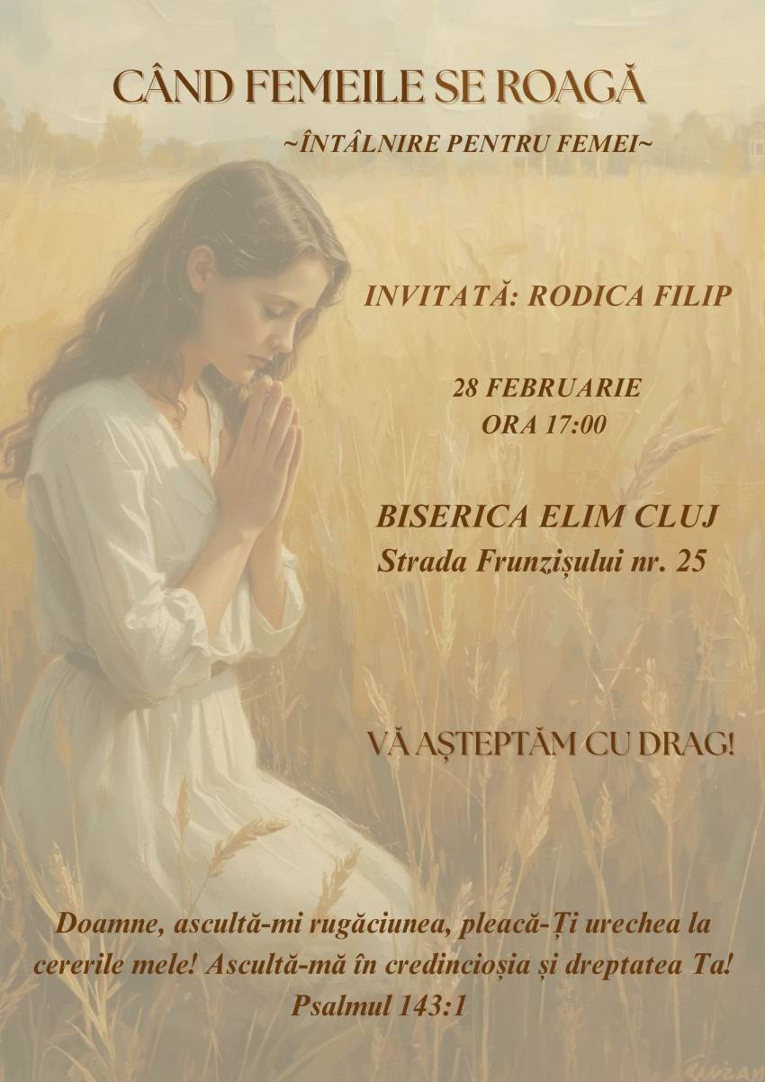 Întâlnire pentru femei cu Rodica Filip la Biserica Elim Cluj-Napoca