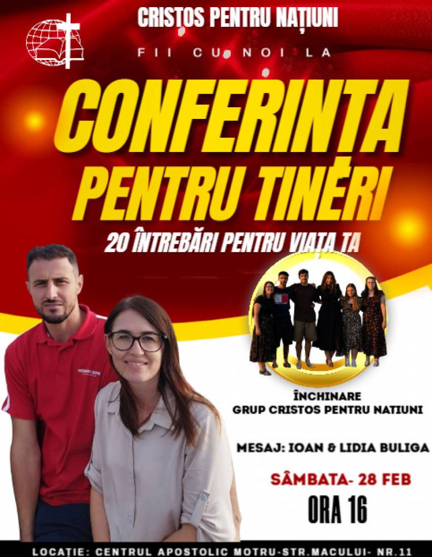 Conferință pentru tineri la Centrul Apostolic Motru