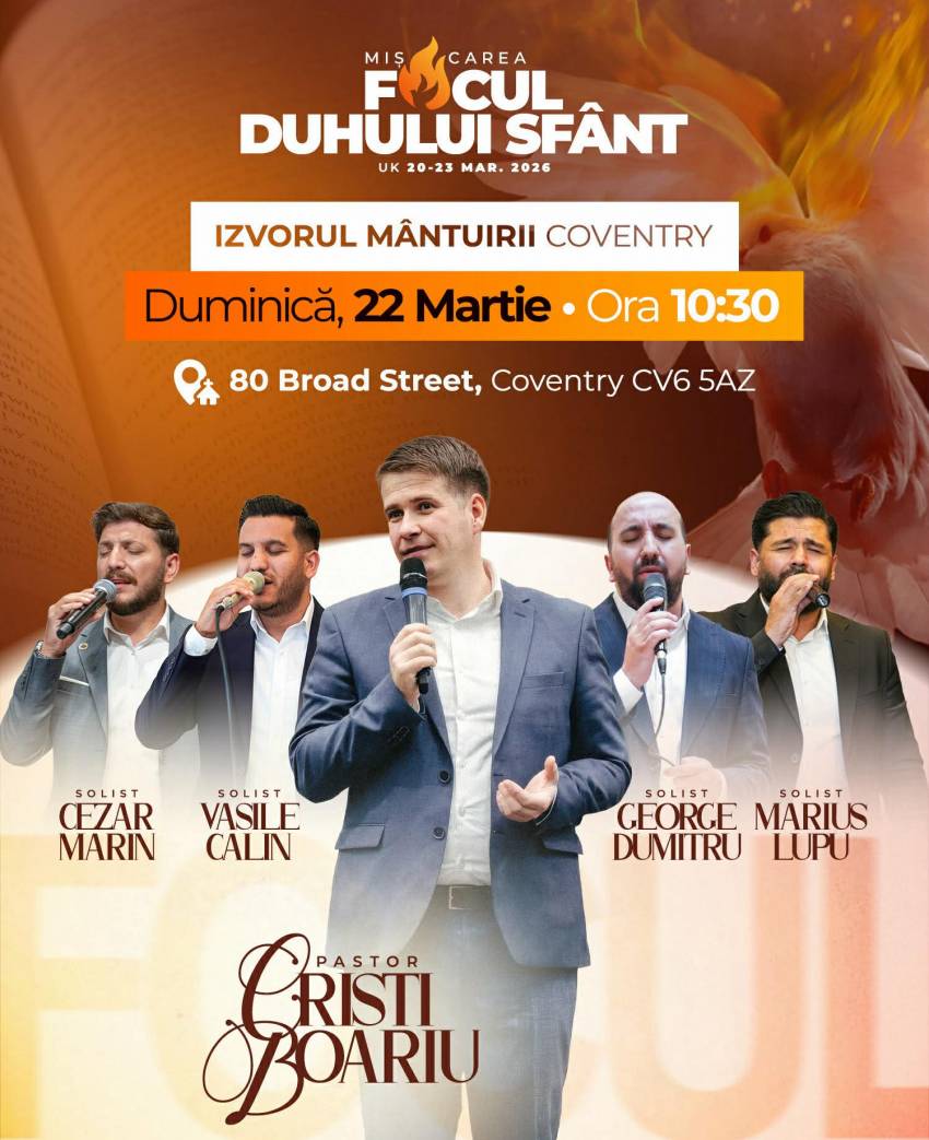 Cristi Boariu la Biserica Izvorul Mântuirii Coventry