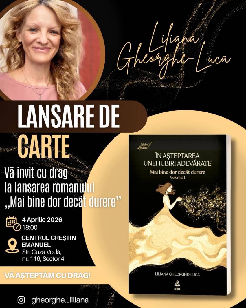 Lansare de carte la Centrul Creștin Emanuel București: „Mai bine dor decât durere”