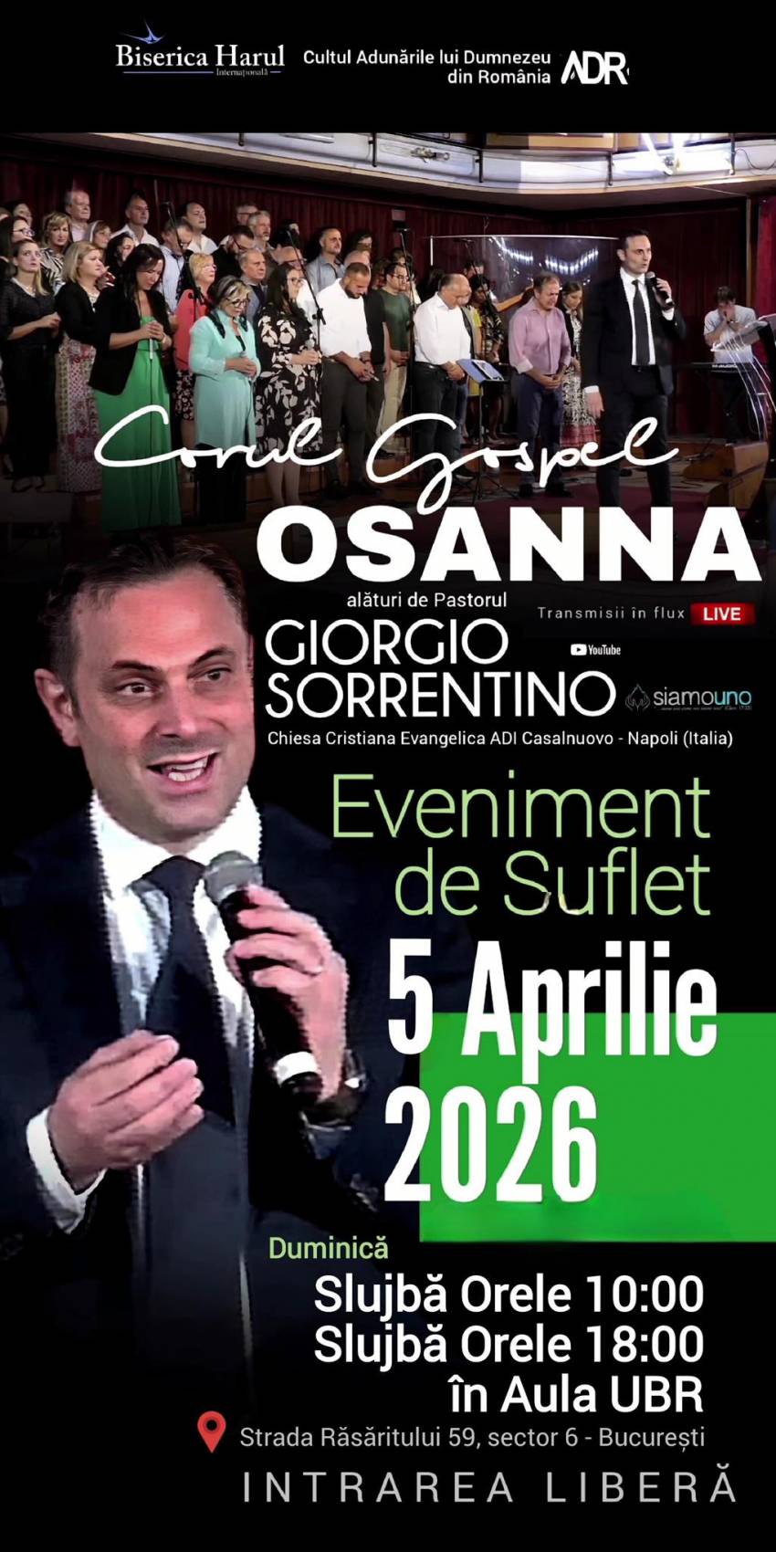Corul OSANNA & Giorgio Sorrentino la Internațională Harul București