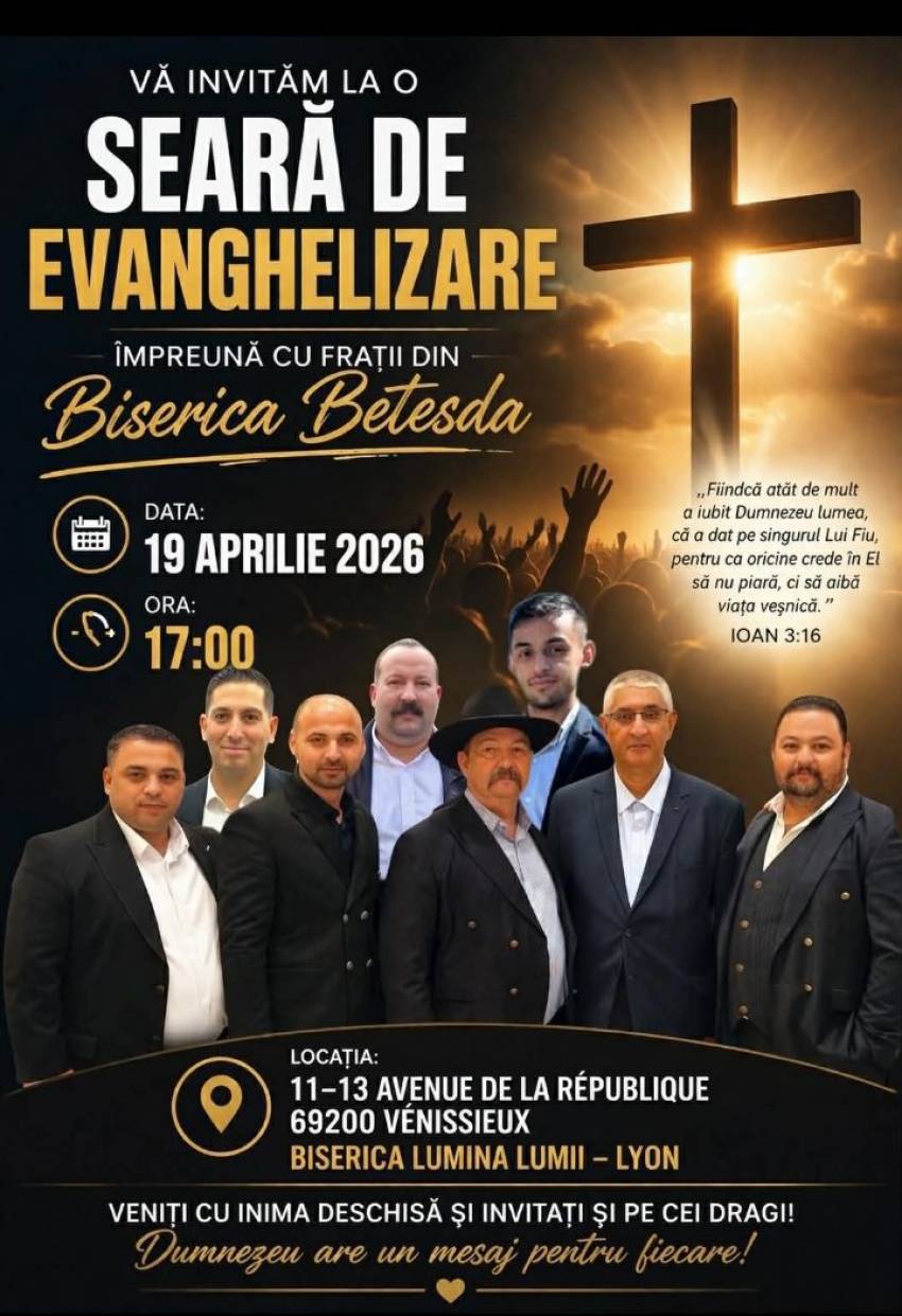 Seară de evangelizare la Biserica Lumina Lumii Lyon