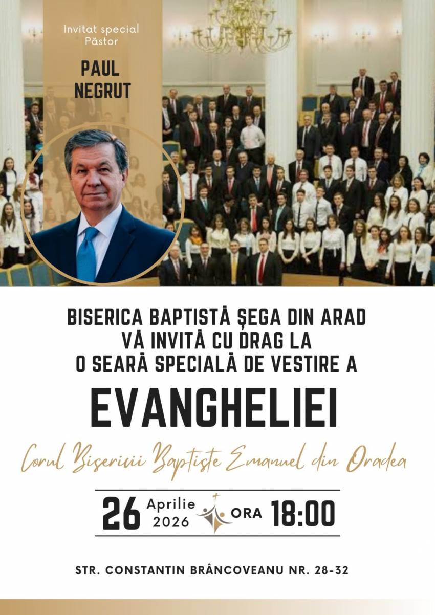 Paul Negruț la Biserica Baptistă Șega Arad