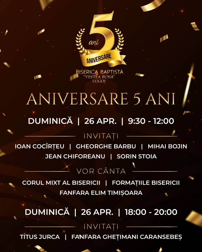 Aniversare 5 ani la Biserica Vestea Bună Lugoj