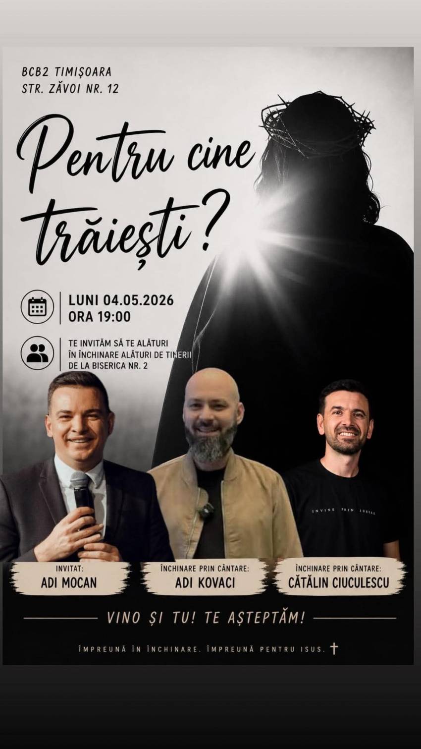 Adi Mocan, Adi Kovaci și Cătălin Ciuculescu la Biserica Baptistă Nr. 2 Timișoara