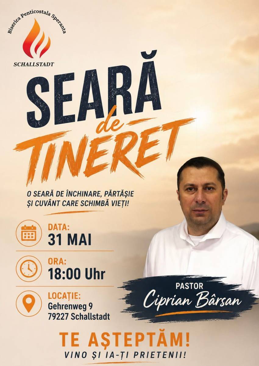 Seară de tineret cu Ciprian Bârsan la Biserica Speranța Schallstadt