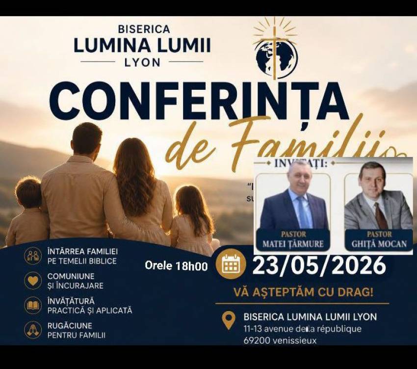 Conferință pentru familii la Biserica Lumina Lumii Lyon