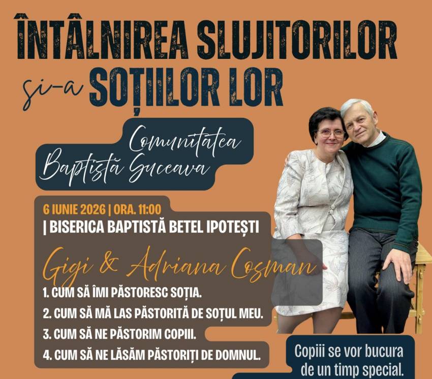 ÎNTÂLNIREA SLUJITORILOR cu Gigi & Adriana Cozman la Biserica Betel Ipotești