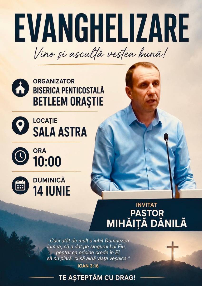 Evanghelizare cu Mihăiță Dănilă la Sala Astra Orăștie