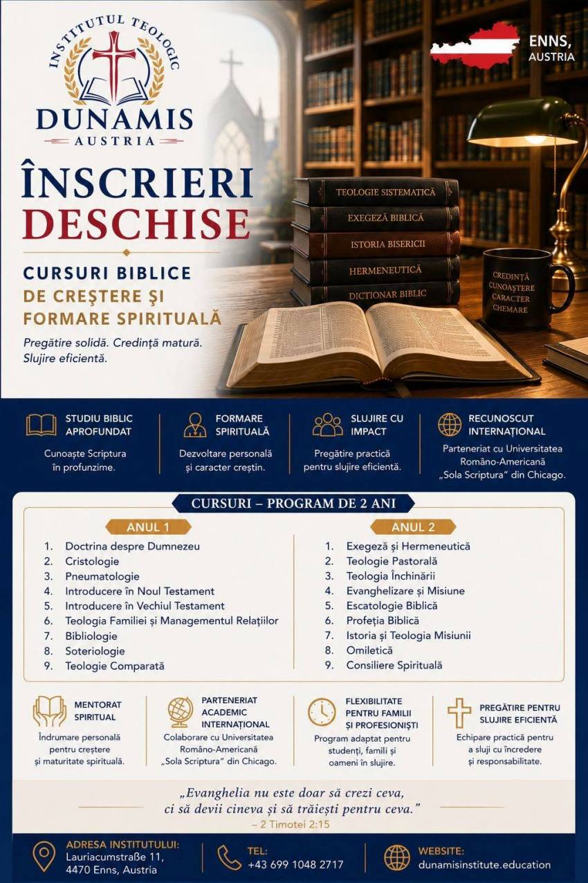 Înscrieri la Institutul Teologic Dunamis Austria