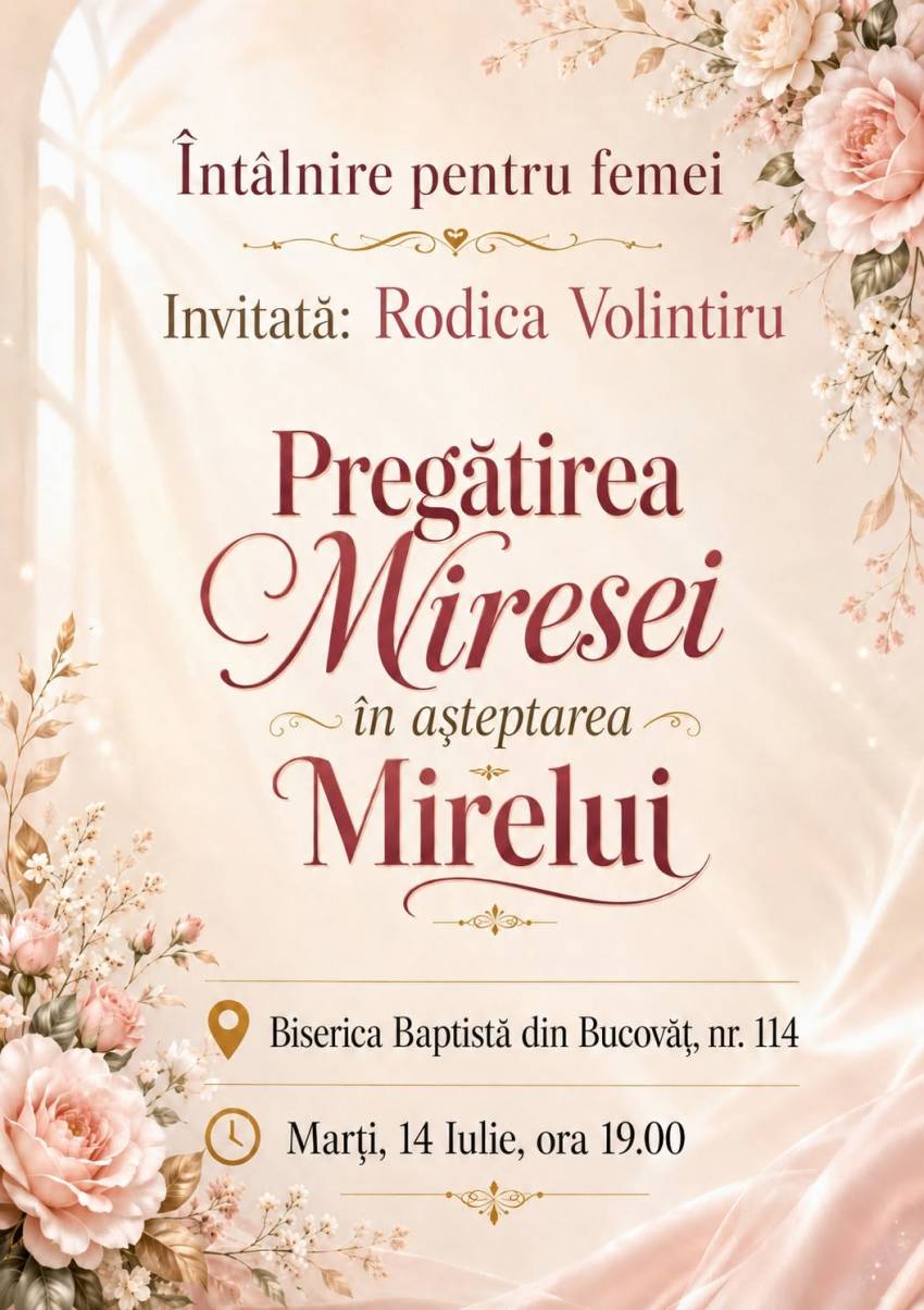 Întâlnire pentru femei cu Rodica Volintiru la Biserica Baptistă Bucovăț
