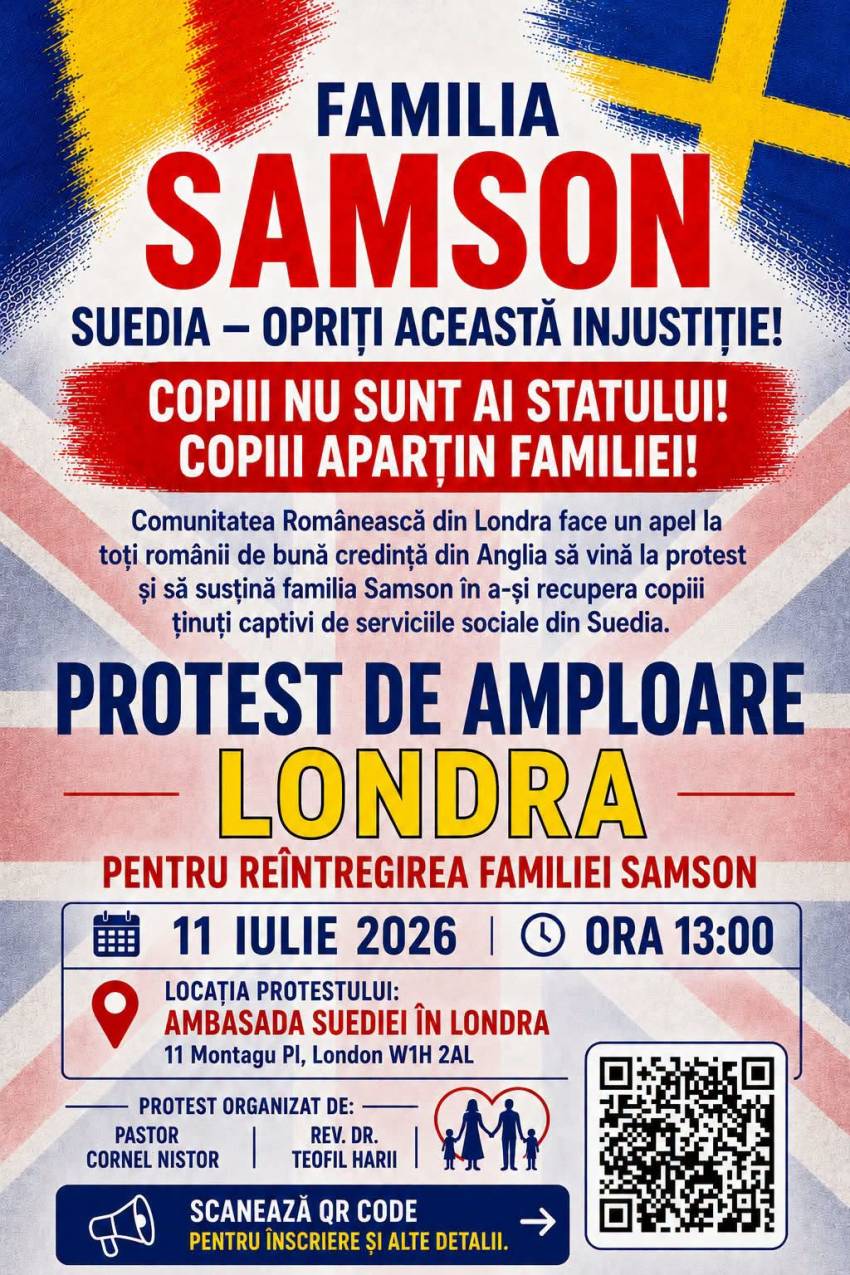 Protest pentru susținerea familiei Samson la Londra