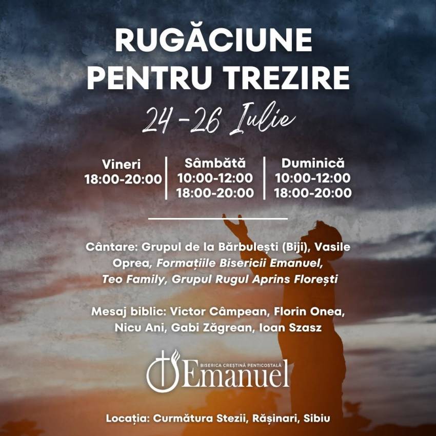 Trei zile de RUGĂCIUNE PENTRU TREZIRE la  Curmătura Stezii, Rășinari, Sibiu