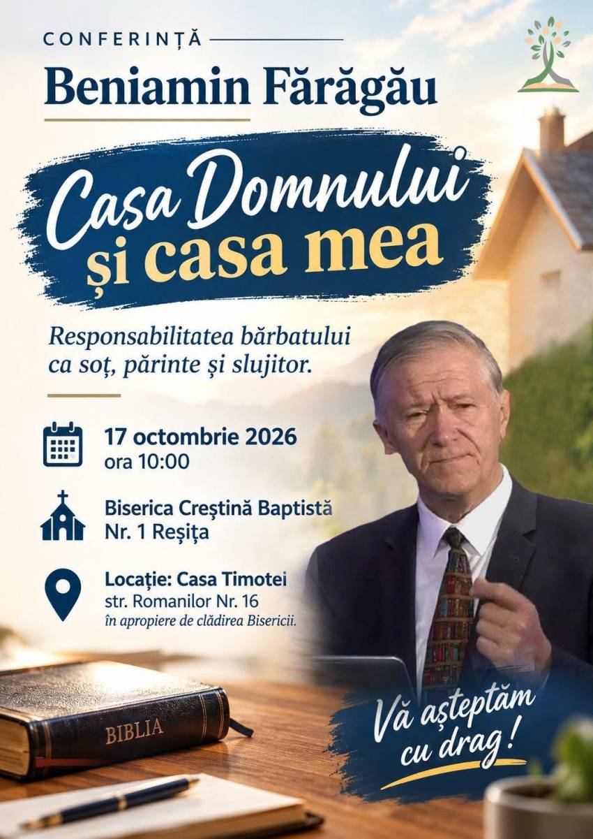 Conferință cu Beniamin Fărăgău la Casa Timotei din Reșița