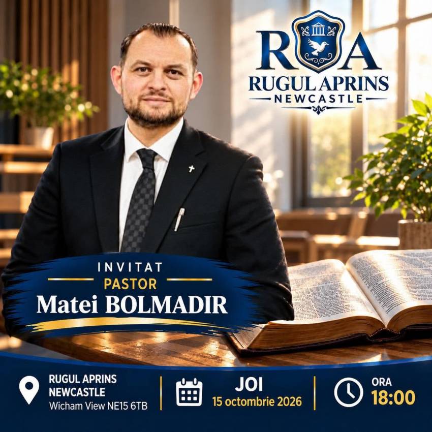 Matei Bolmadir la Biserica Rugul Aprins Newcastle