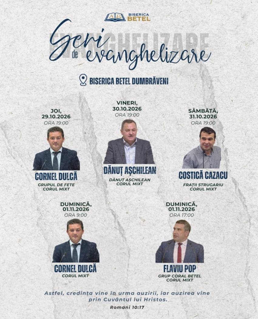 Seri de evanghelizare la Biserica Betel Dumbrăveni