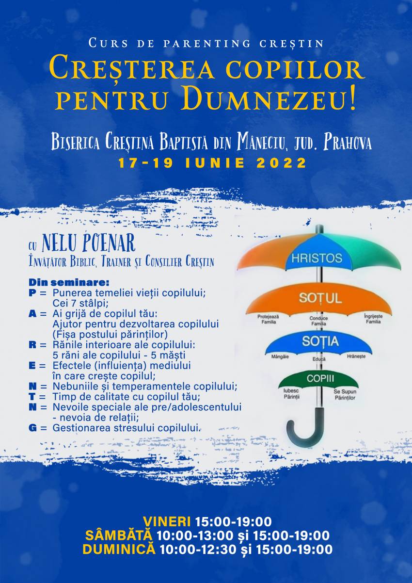 Curs de Parenting Creștin cu Nelu Poenar la Biserica Baptistă Măneciu
