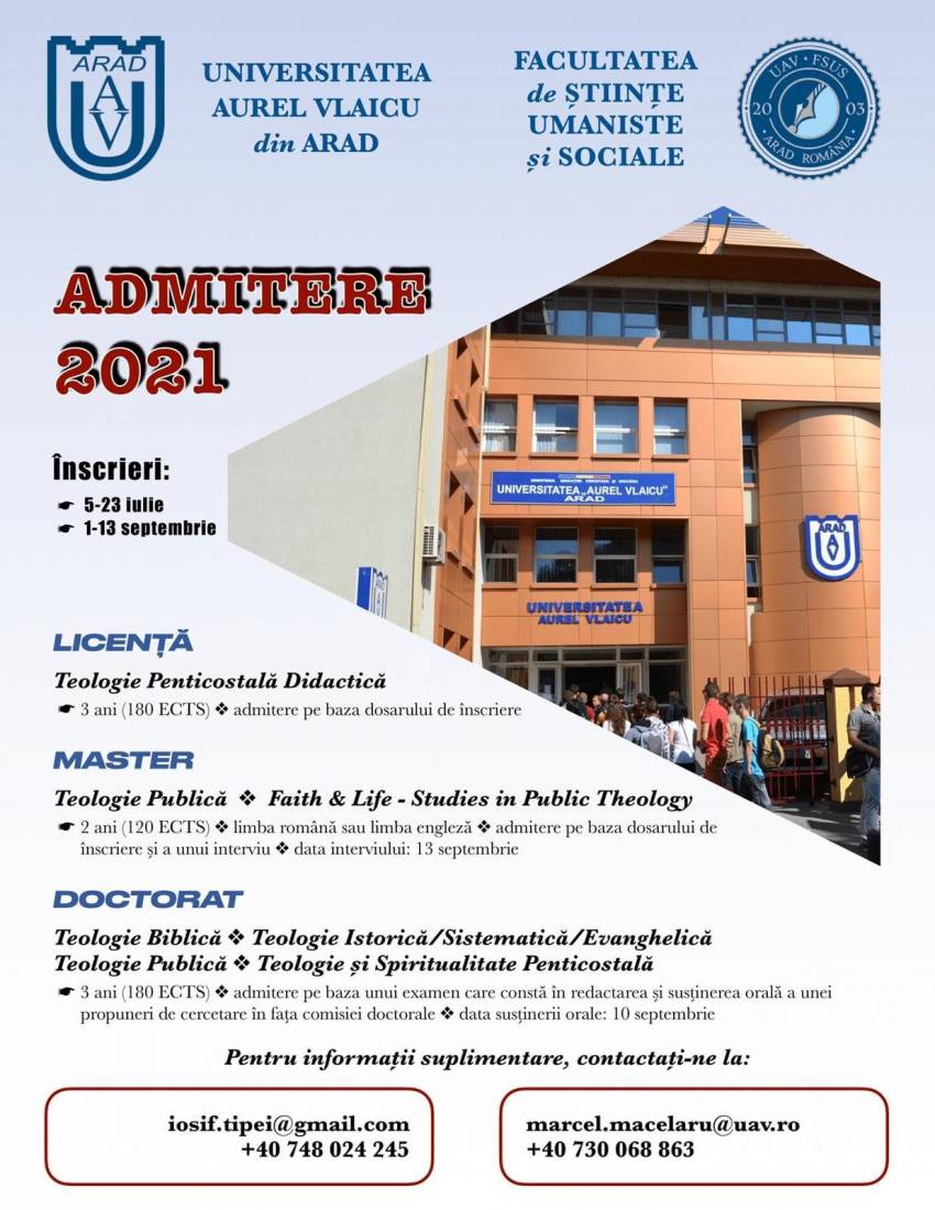 Admitere 2021 la Universitatea Aurel Vlaicu Arad