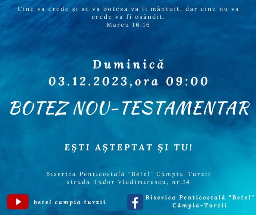 Botez la Biserica Betel Câmpia Turzii