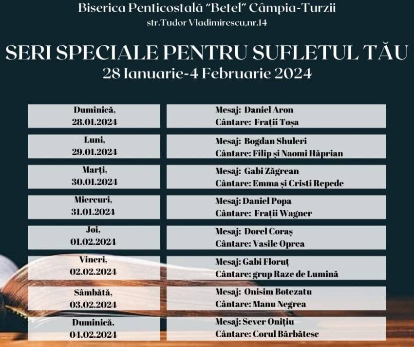 Seri de evanghelizare la Biserica Betel Câmpia Turzii