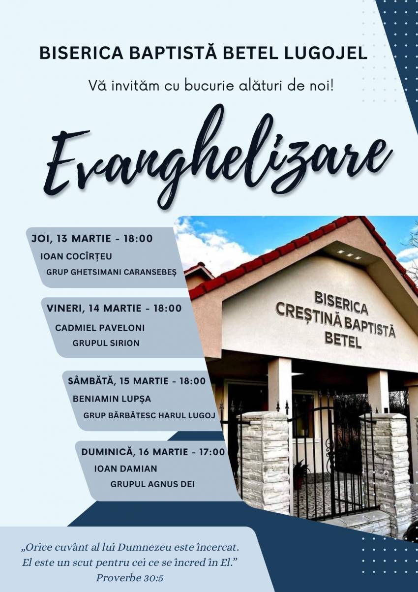 Seri de evanghelizare la Biserica Betel Lugojel