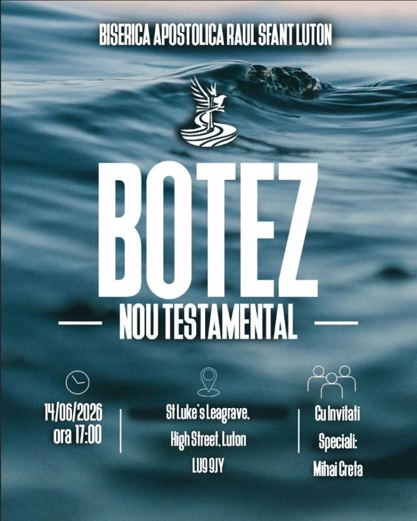 Botez la Biserica Apostolică Râul Sfânt Dunstable Luton