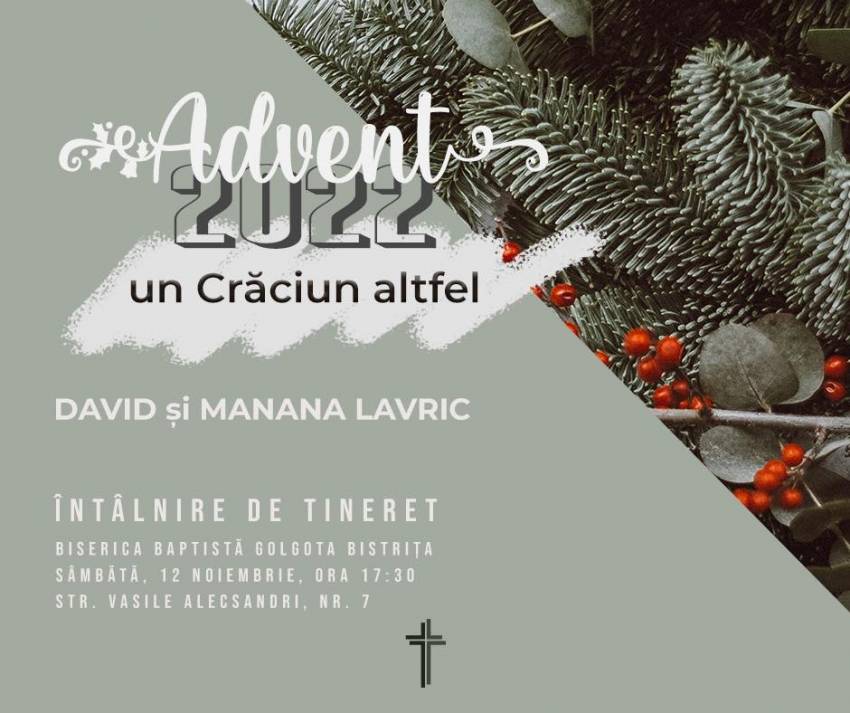 Întâlnire de tineret cu David & Manana Lavric la Biserica Golgota Bistrița