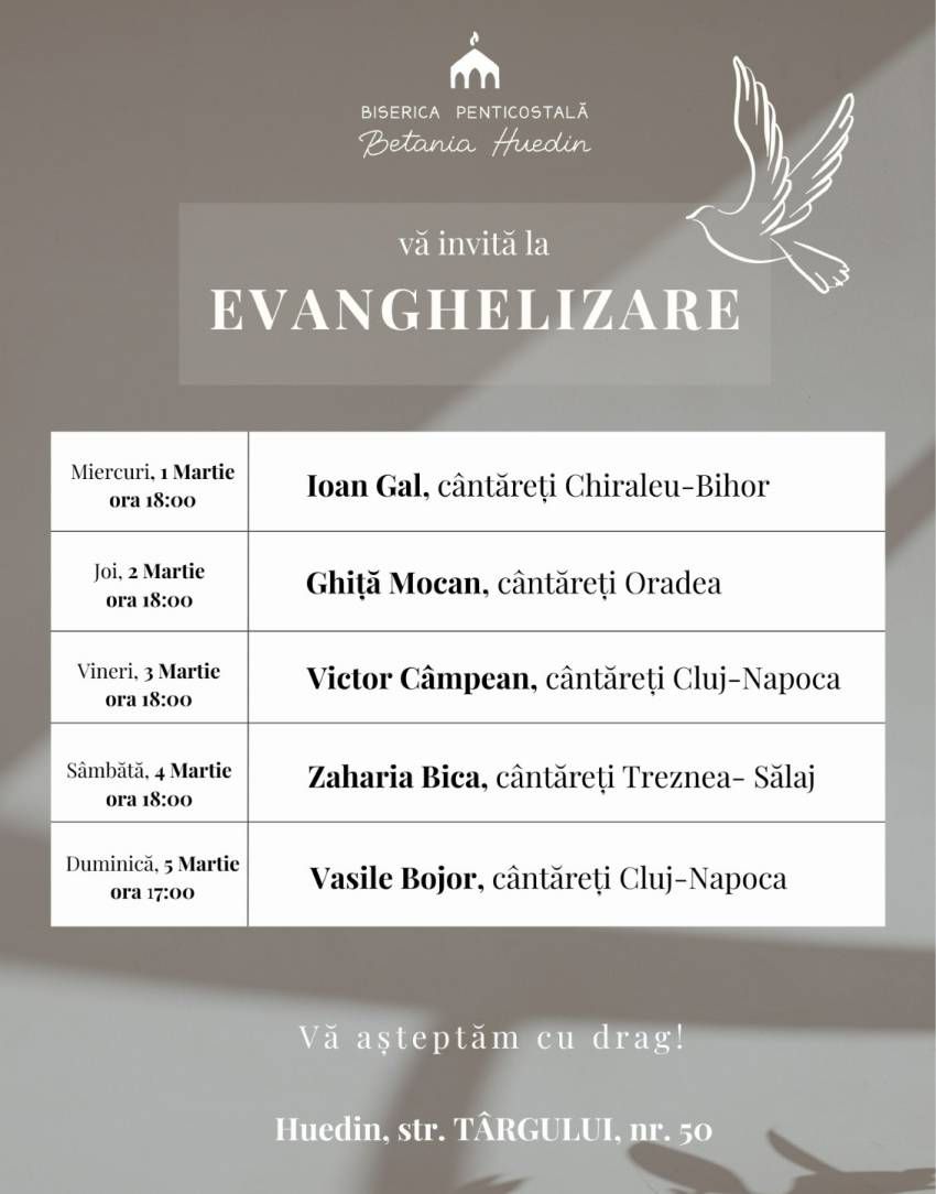 Seri de evanghelizare la Biserica Betania Huedin