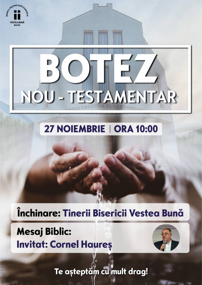 Botez la Biserica Creștină după Evanghelie Vestea Bună Bacău