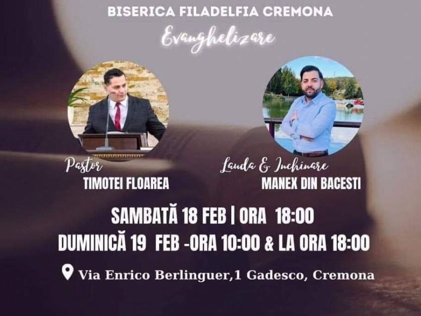 Timotei Floarea la Biserica Filadelfia Cremona