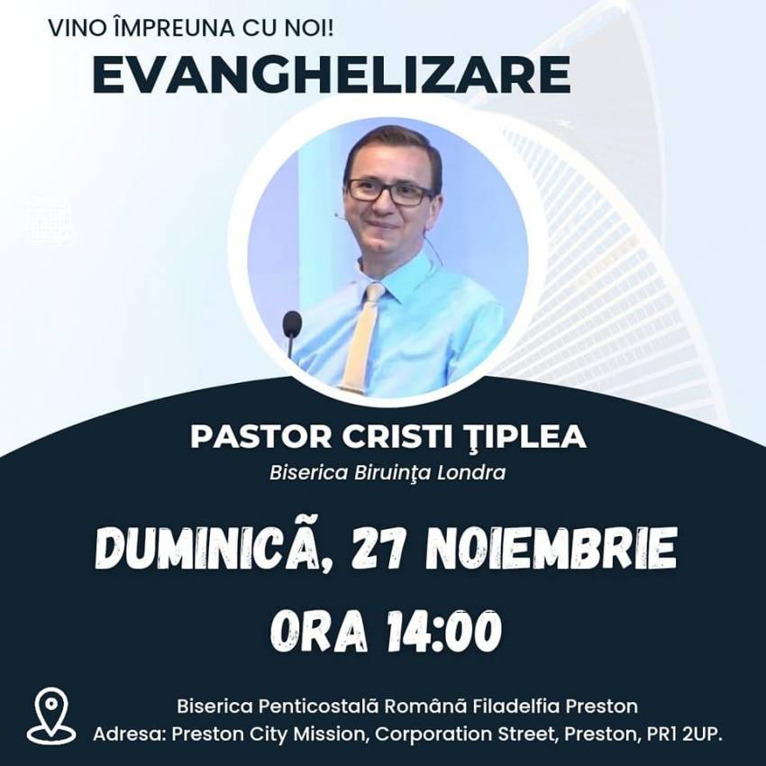 Cristi Țiplea la Biserica Filadelfia Preston