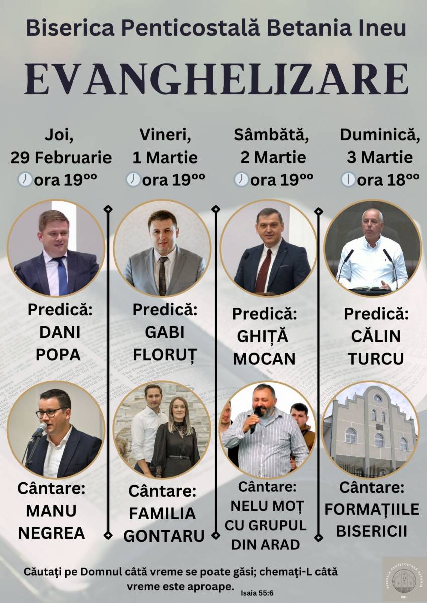 Seri de evanghelizare la Biserica Betania Ineu