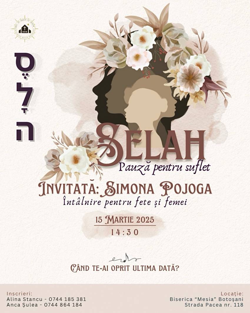 Întâlnire pentru femei cu Simona Pojoga la Biserica Mesia Botoşani