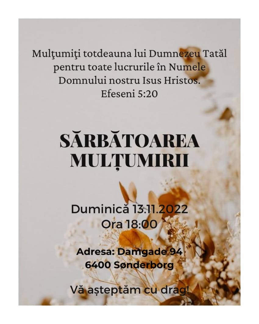 Ziua Mulțumirii la Biserica Speranța Sønderborg