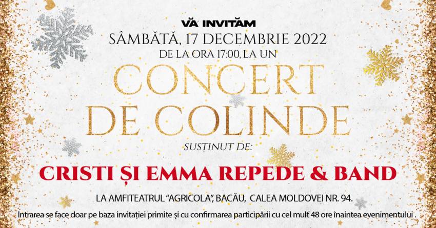 Concert de colinde cu Cristi & Emma Repede la Amfiteatrul Agricola Bacău