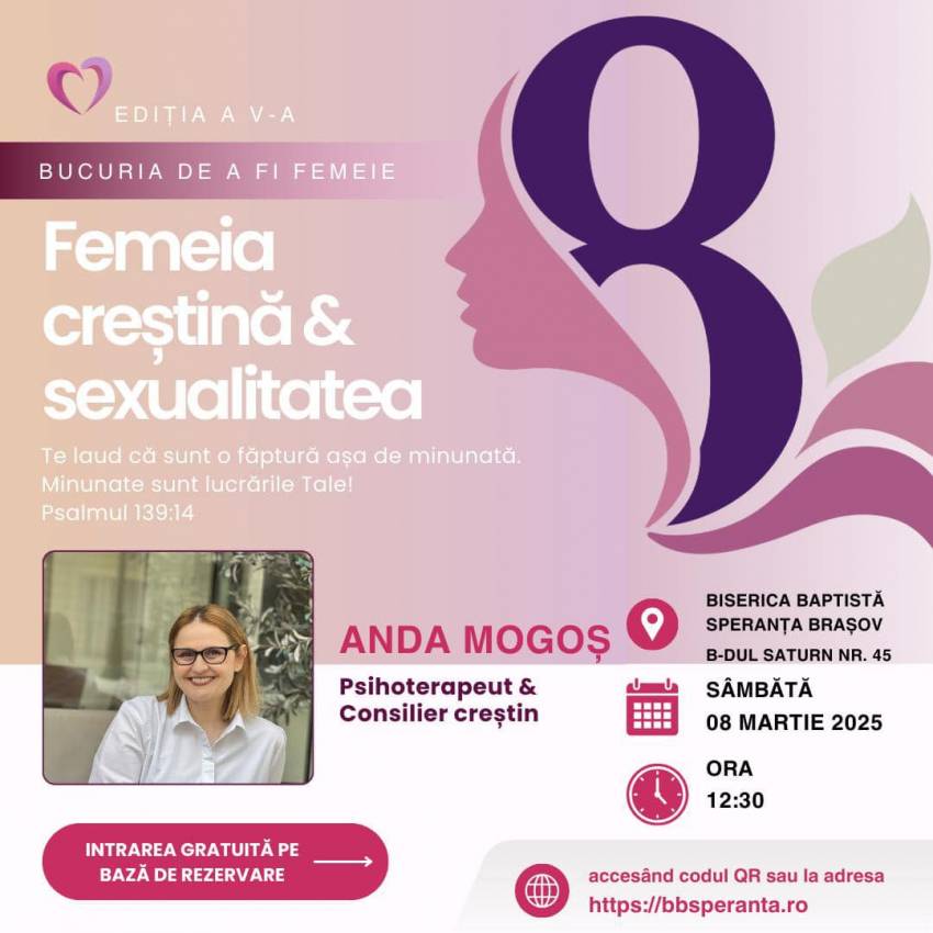 Conferința BUCURIA DE A FI FEMEIE cu Anda Mogoș la Biserica Speranţa Brașov