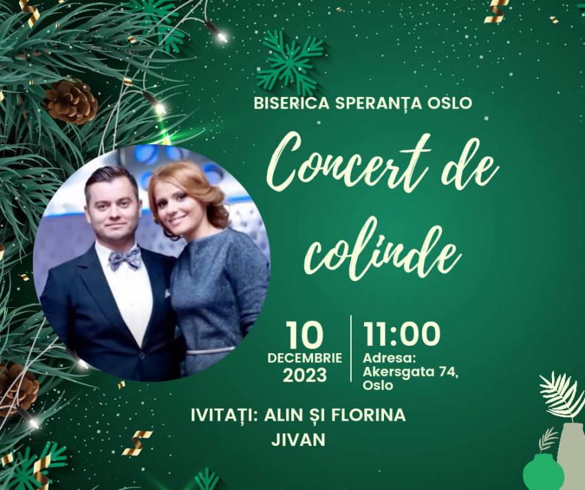 Concert de colinde cu Alin & Florina Jivan la Biserica Speranța Oslo