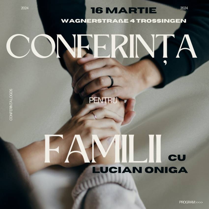 Conferință pentru familii cu Lucian Oniga la Centrul Creștin Logos Trossingen