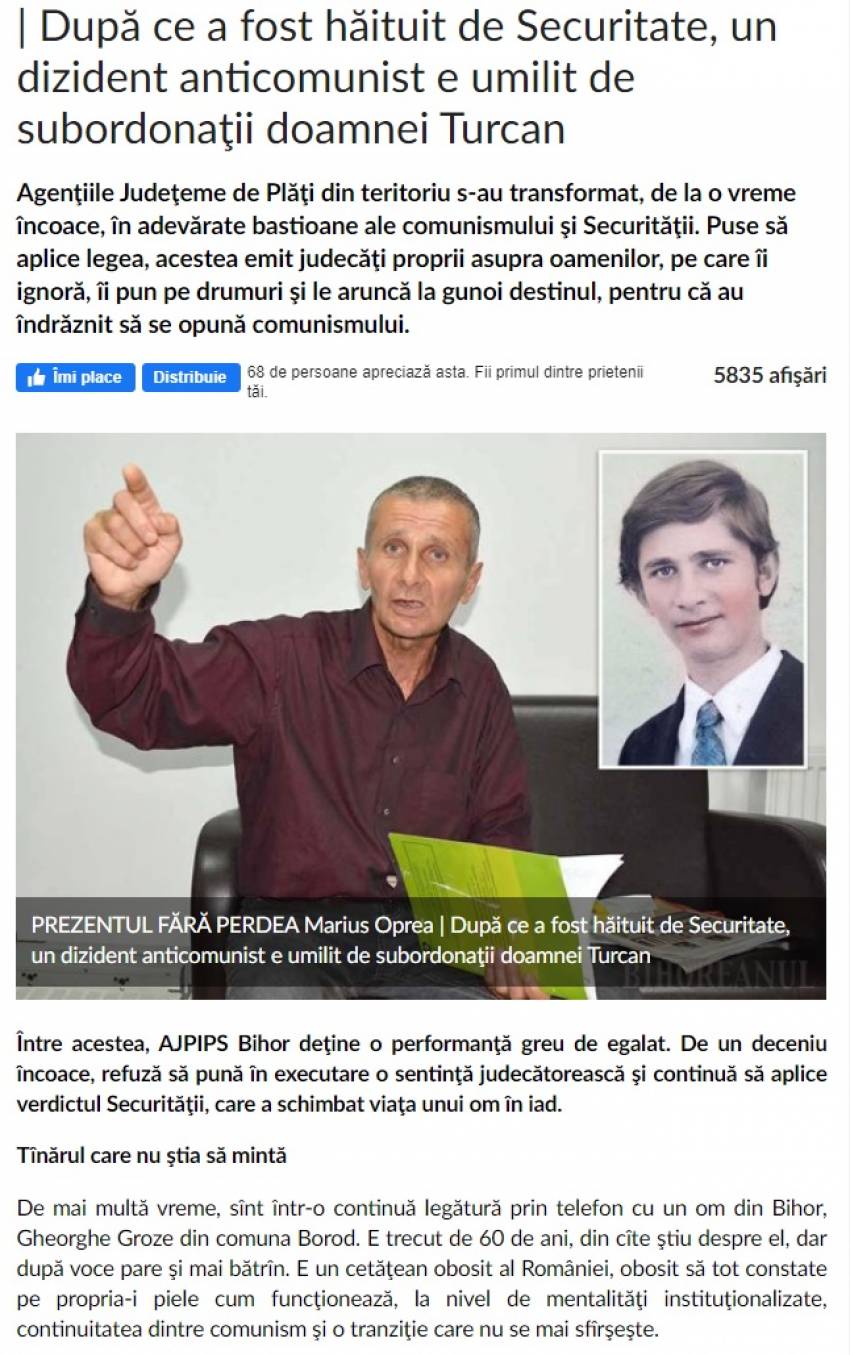 Mediafax.ro: Gheorghe Groze, credincios penticostal, 