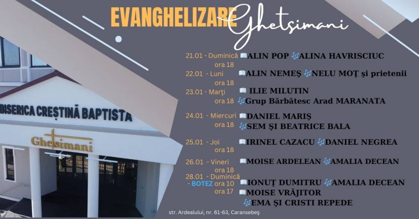 Săptămână de evanghelizare la Biserica Ghetsimani Caransebeș