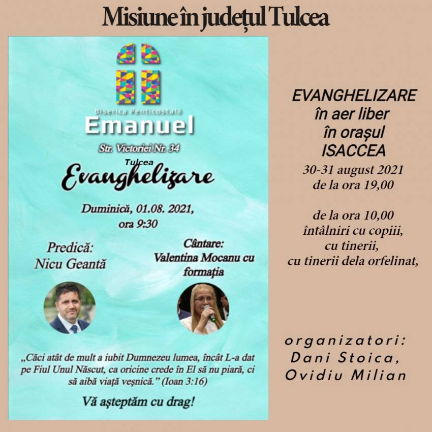Evanghelizare la Tulcea și Isaccea cu Nicolae Geantă, Ovidiu Milian, Dani Stoica, Valentina Mocanu & co