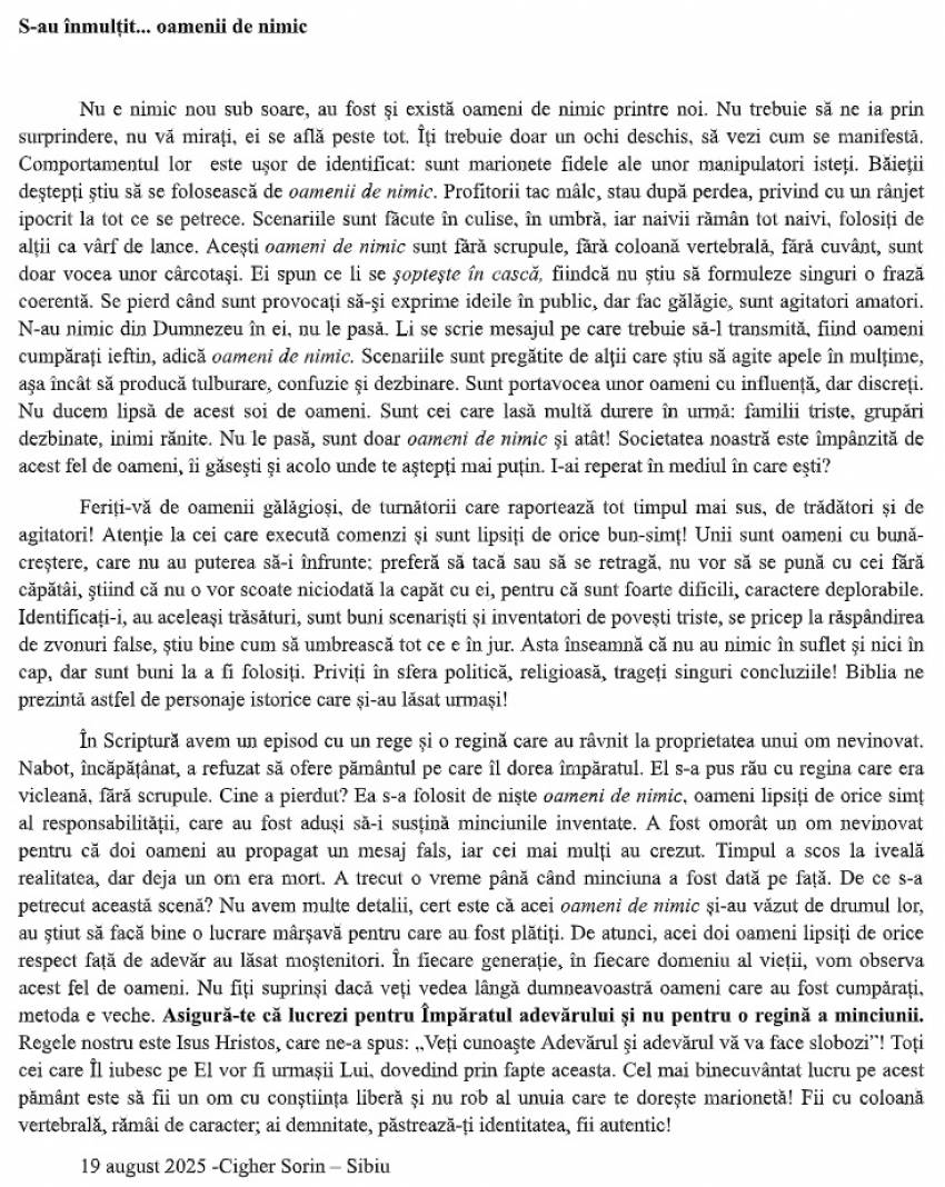 Sorin Cigher ◉ S-au înmulțit... oamenii de nimic