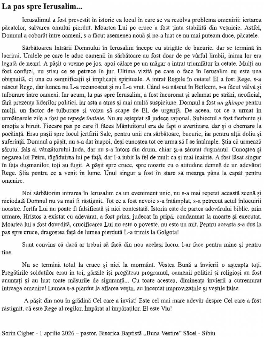 Sorin Cigher ◉ La pas spre Ierusalim...