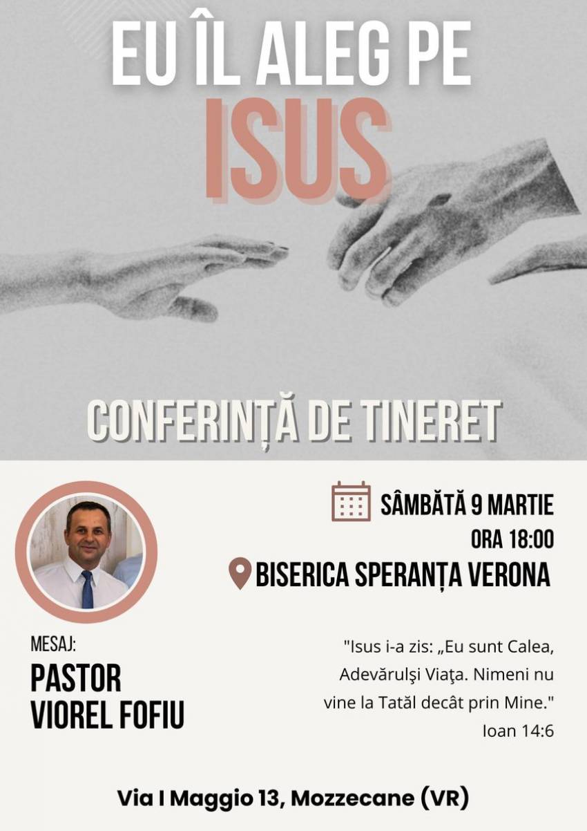 Conferință de tineret cu Viorel Fofiu la Biserica Speranţa Verona