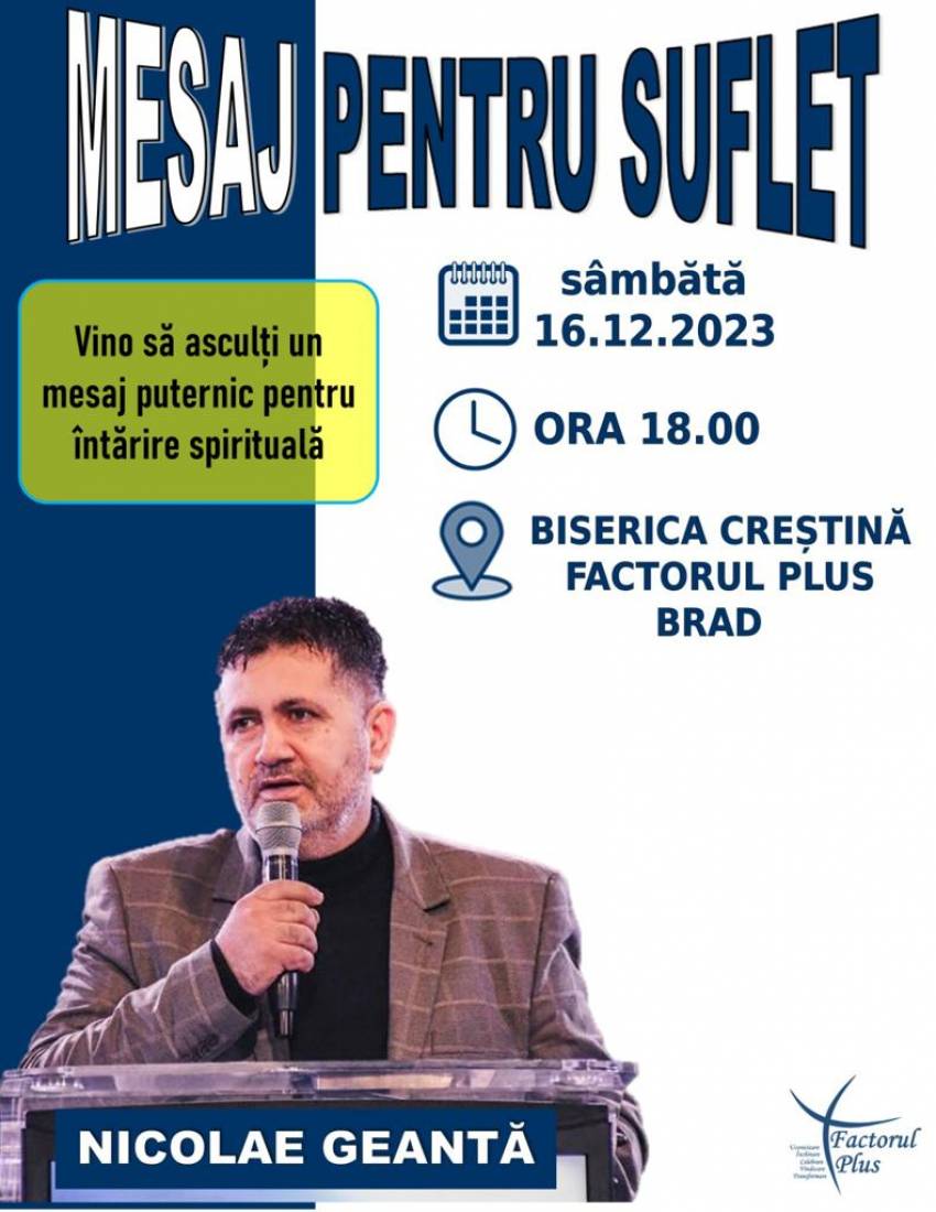 Nicolae Geantă la Biserica Factor Plus Brad