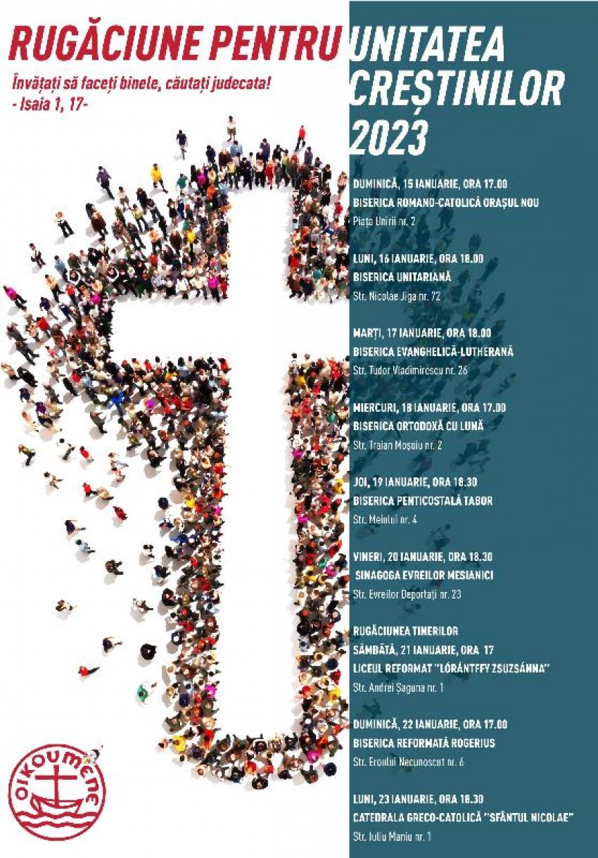 A început săptămâna de rugăciune pentru unitatea creștinilor. În care lăcașuri de cult din Oradea se țin seri de rugăciune