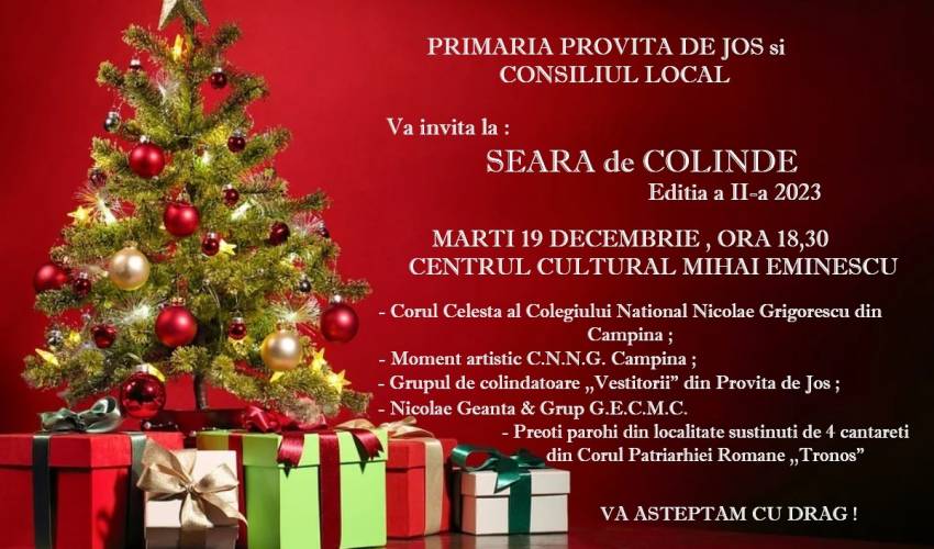 Concert de colinde la Primăria Provița de Jos | 19 decembrie 2023