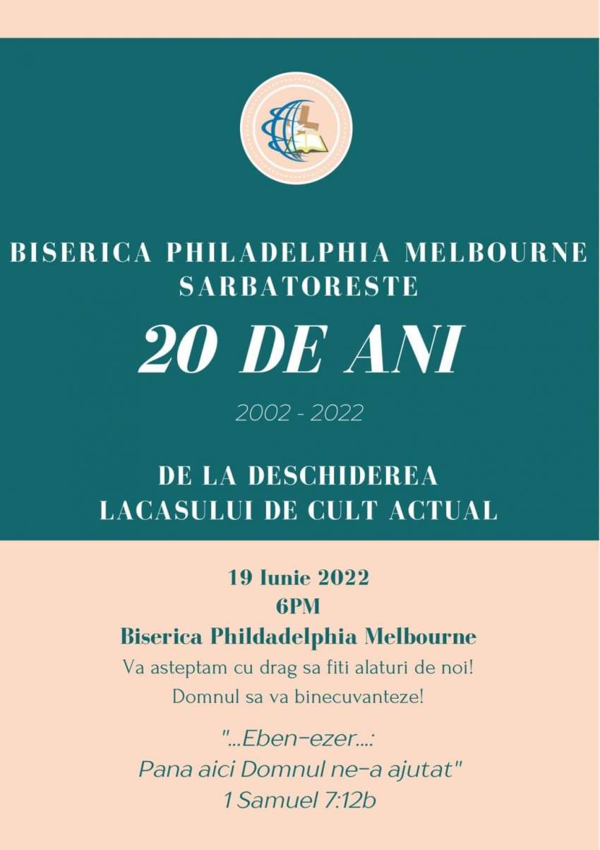 Aniversare 20 de ani la Biserica Philadelphia Melbourne